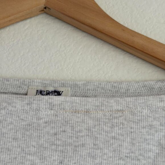 J.Crew Short Sleeve Ribbed Boatneck Tee in Heather Charcoal White, Size Medium - Picture 3 of 6